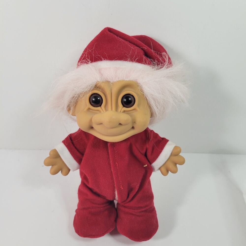 Vintage Troll Russ Christmas 8" Santa Hat One Piece PJ's with Butt Flap